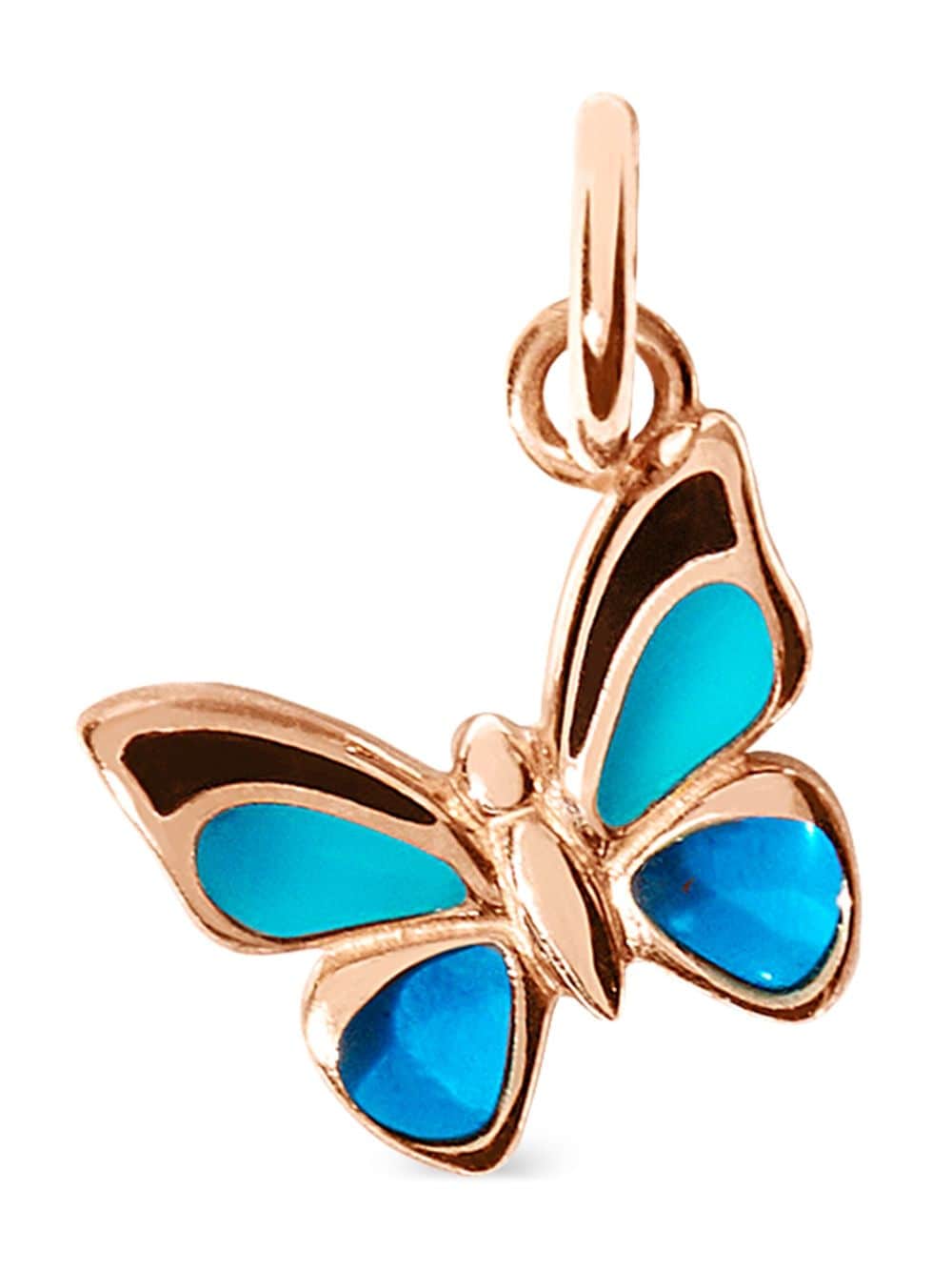 Shop Dodo 9kt Rose Gold Butterfly Charm In Pink