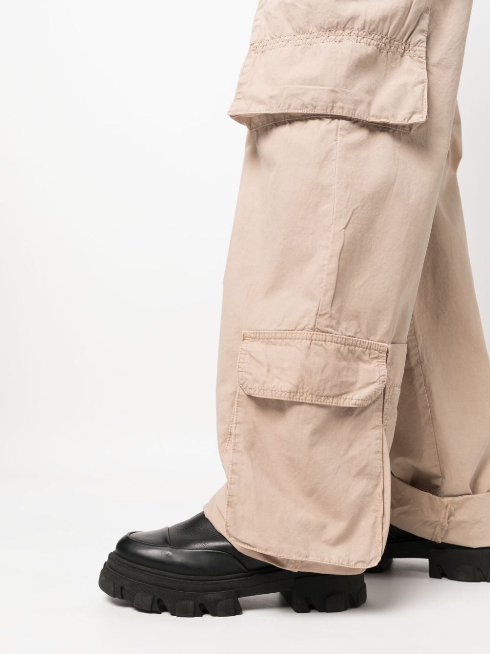 Shop Pinko Wide-leg Cargo Trousers In Neutrals