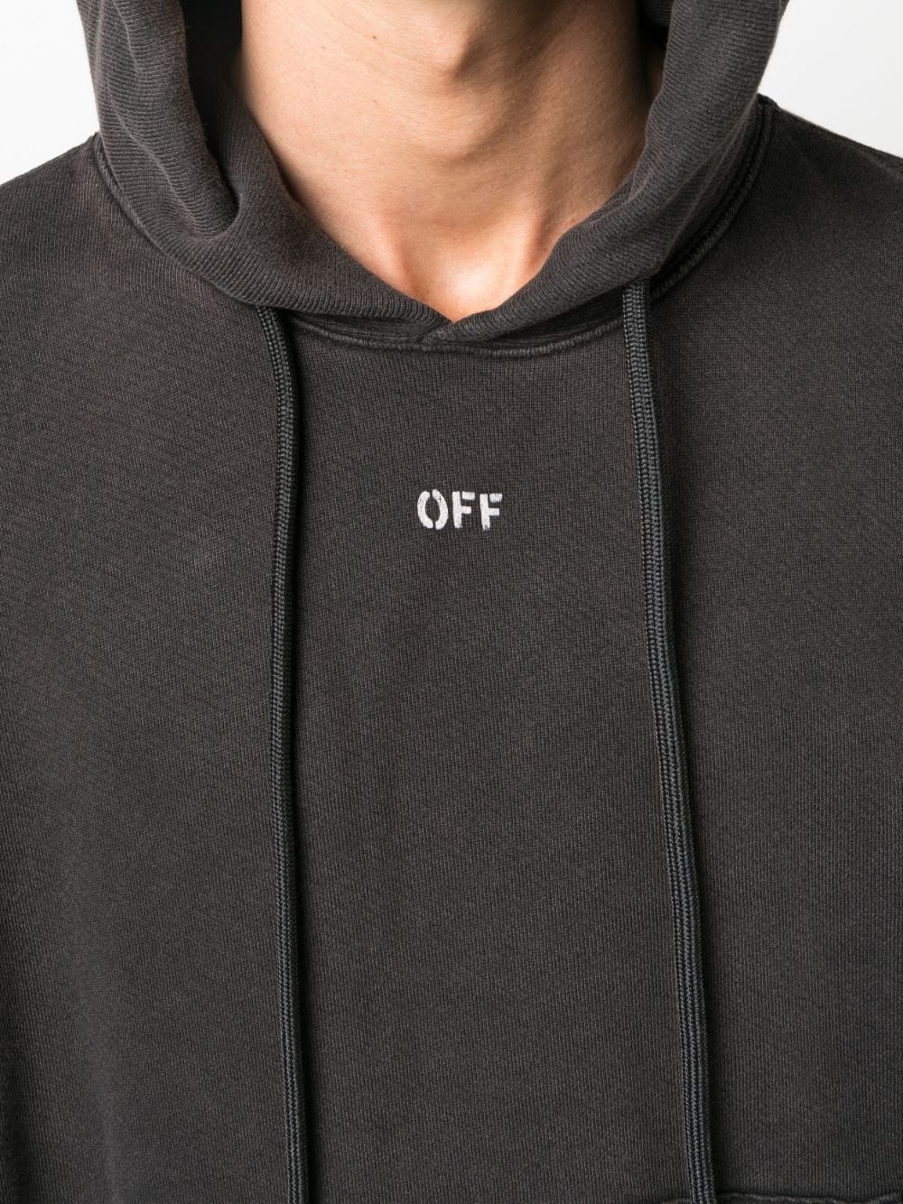 Shop Off-white Logo-print Cotton Hoodie In Grau