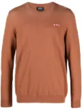 A.P.C. logo-embroidered fine-knit jumper - Brown