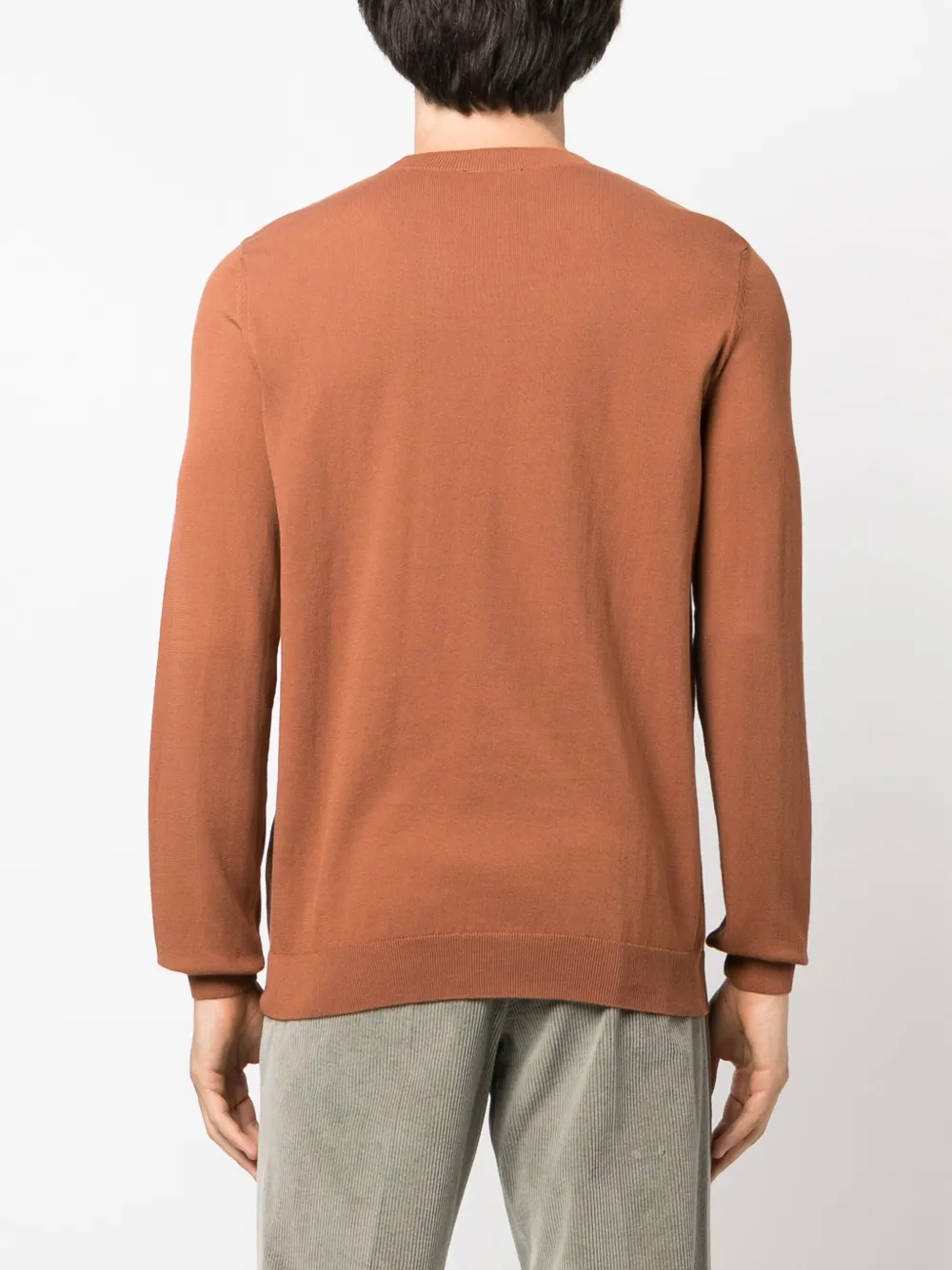 Apc Logo-embroidered Fine-knit Jumper In Brown