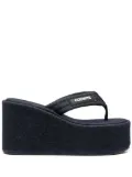 Coperni 100mm logo-patch denim sandals - Blue