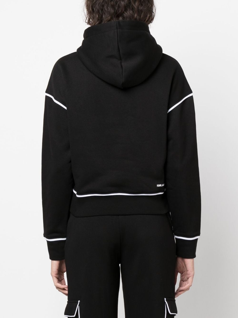 Shop Karl Lagerfeld Logo-patch Drawstring Hoodie In Black