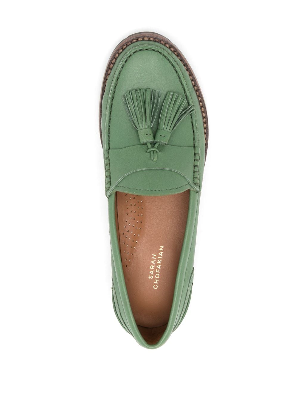 Shop Sarah Chofakian Rive Droit Tassel Loafers In Green