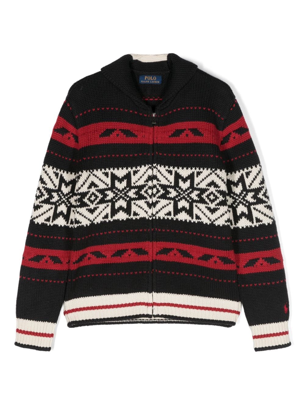 Ralph Lauren Kids' Intarsia-knit Zipped Sweatshirt In Black