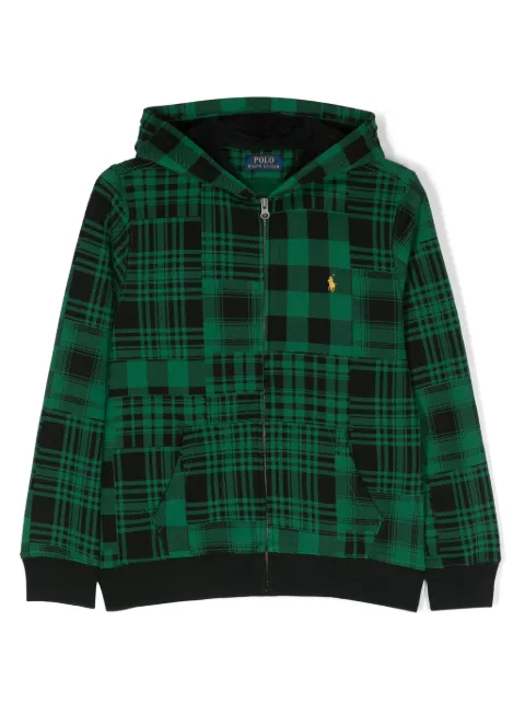 POLO RALPH LAUREN KIDS Polo Pony plaid zip-up hoodie