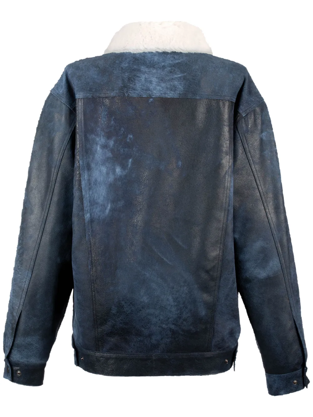 DANCASSAB Giulia leren jack met lammy kraag Blauw