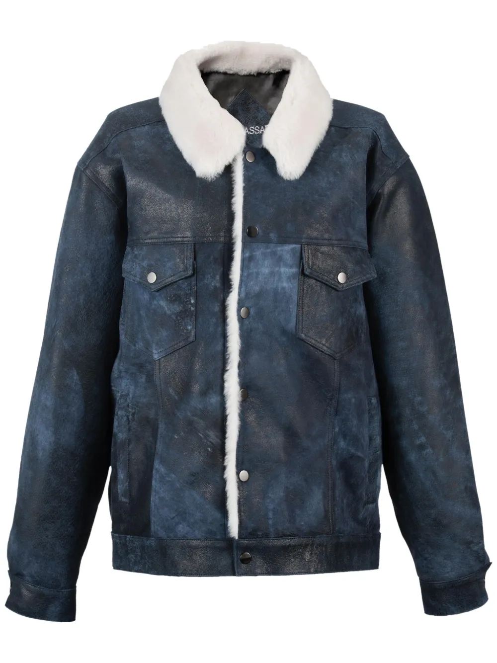 DANCASSAB Giulia shearling-collar leather jacket