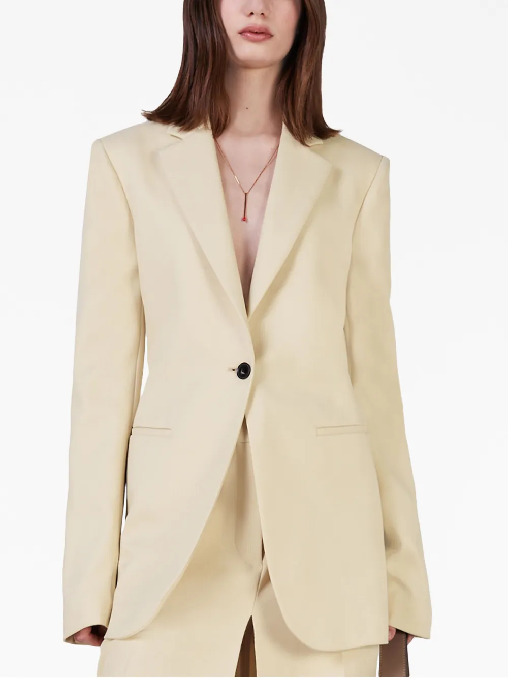 Stella McCartney Blazer met enkele rij knopen Beige
