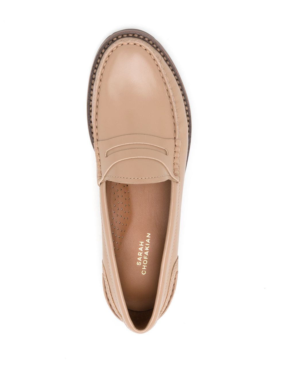 Shop Sarah Chofakian Rive Gauche Penny Loafers In Sand
