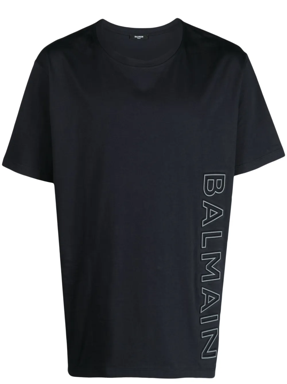 Shop Balmain Logo-embossed Cotton T-shirt In Blue