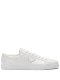 Prada triangle-logo lace-up sneakers - White
