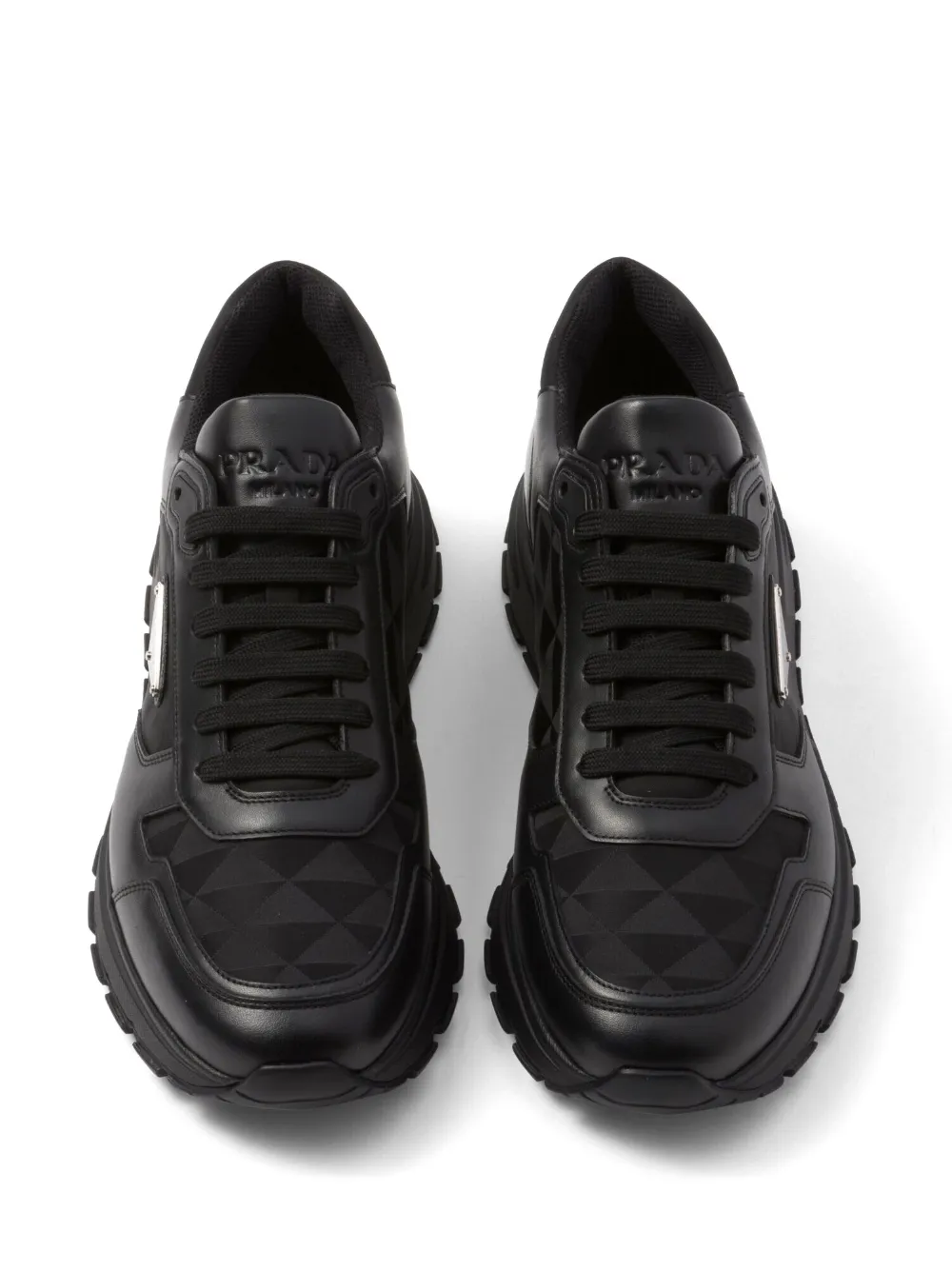 Prada logo-jacquard Leather Sneakers - Farfetch