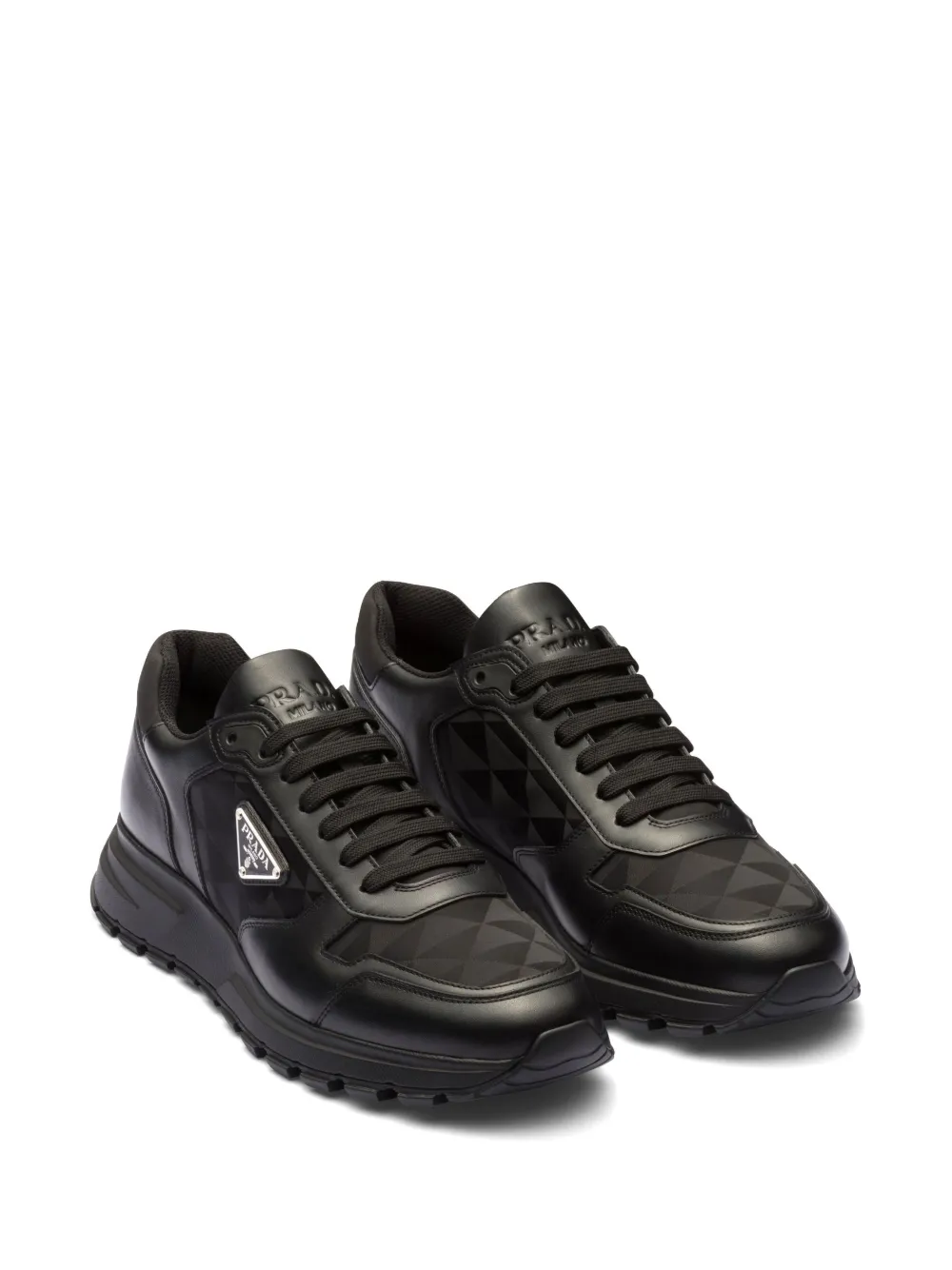 Prada logo-jacquard Leather Sneakers - Farfetch