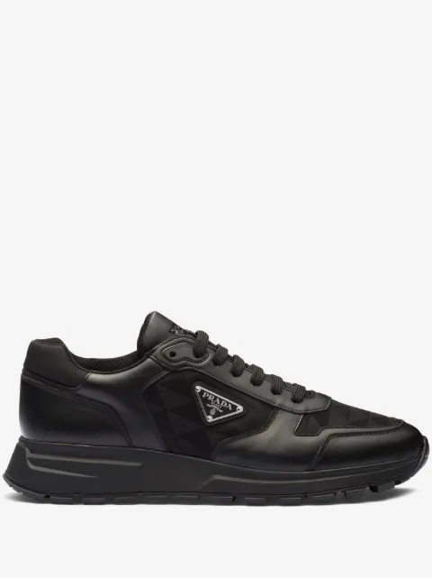 Prada leather and Re-nylon high-top sneakers