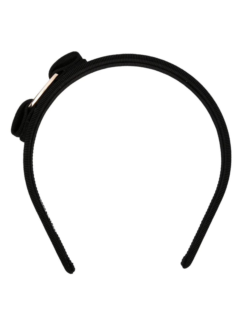 Ferragamo Black Headband With Bow And Logo Plaque In Black
