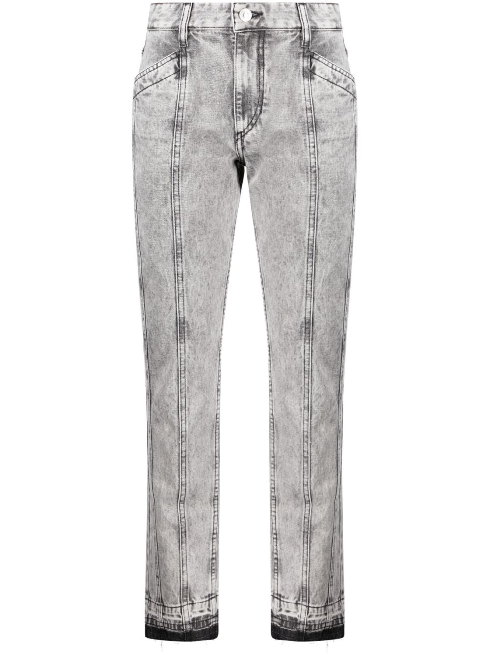 Marant Etoile Sulanoa Cropped Tapered-leg Jeans In Grey