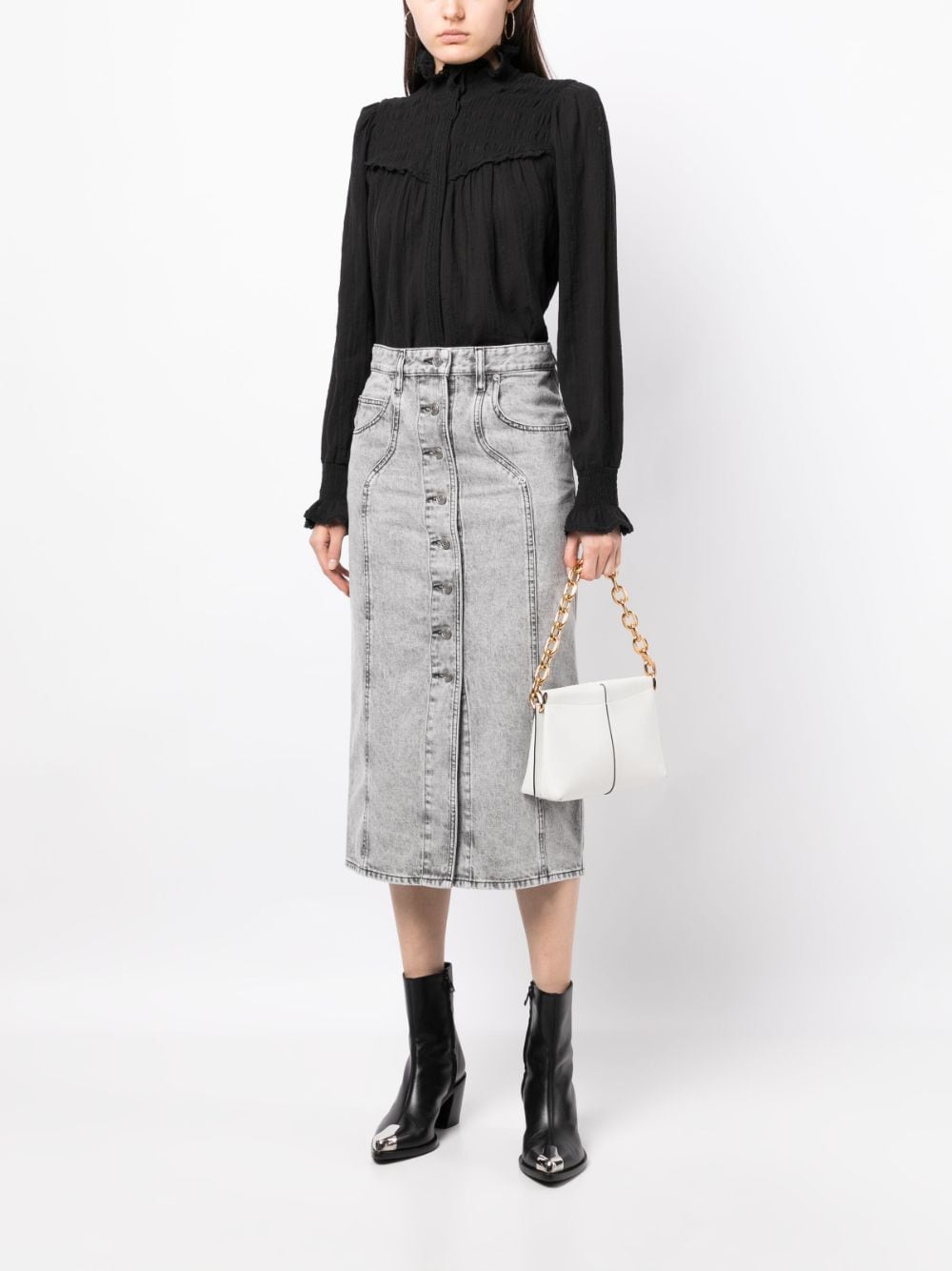 Shop Marant Etoile Vandy Buttoned Midi Skirt In Grey