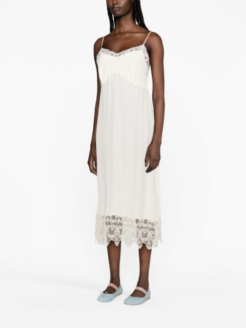 lace-trim midi slip dress