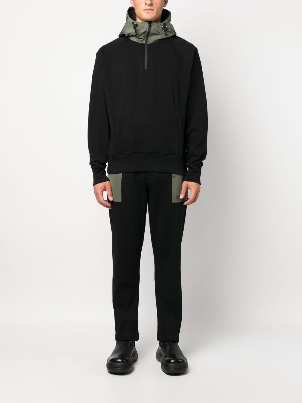 Shop Alexander Mcqueen Contrasting-hood Half-zip Sweatshirt In Schwarz