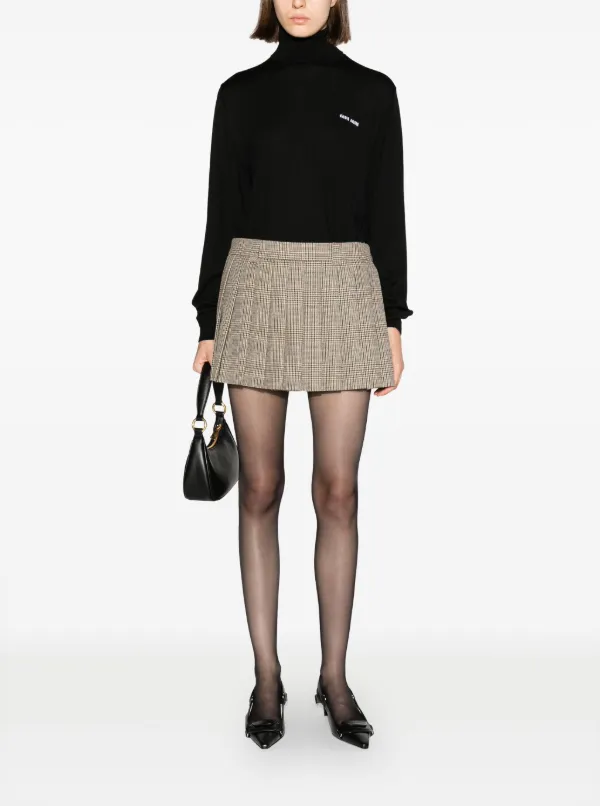 Miu Miu logo-jacquard roll-neck Jumper - Farfetch
