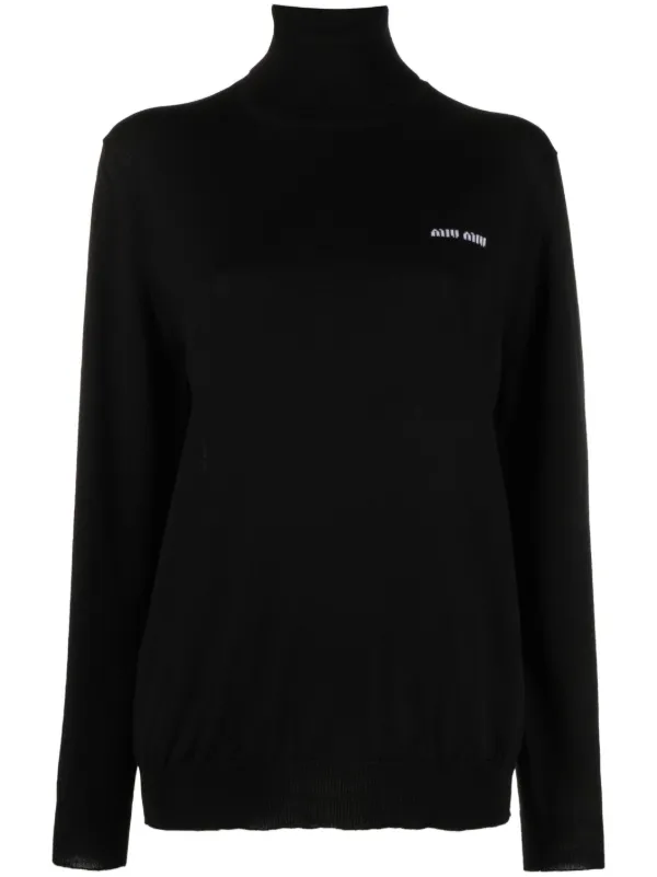 Miu Miu logo-jacquard roll-neck Jumper - Farfetch