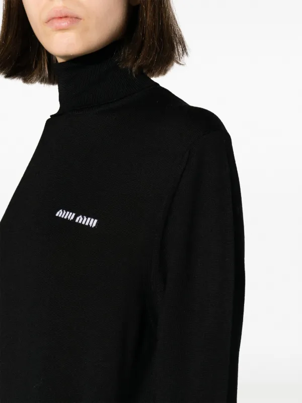 Miu Miu logo-jacquard roll-neck Jumper - Farfetch