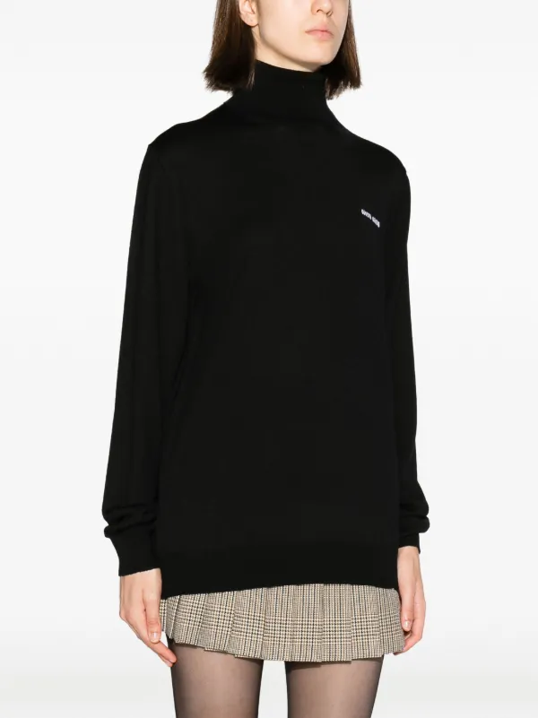Miu Miu logo-jacquard roll-neck Jumper - Farfetch