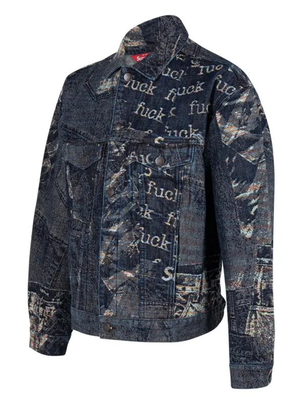 Jacquard Denim Trucker Jacket | Size 48