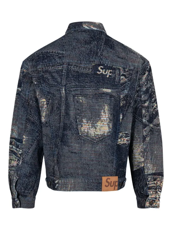 Supreme x Louis Vuitton Jacquard Denim Trucker Jacket Blue Men's - SS17 - US