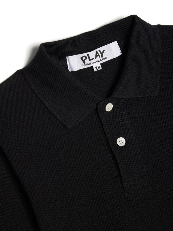 Comme Des Garcons Play logo applique Pique Cotton Polo Shirt Black FARFETCH ID