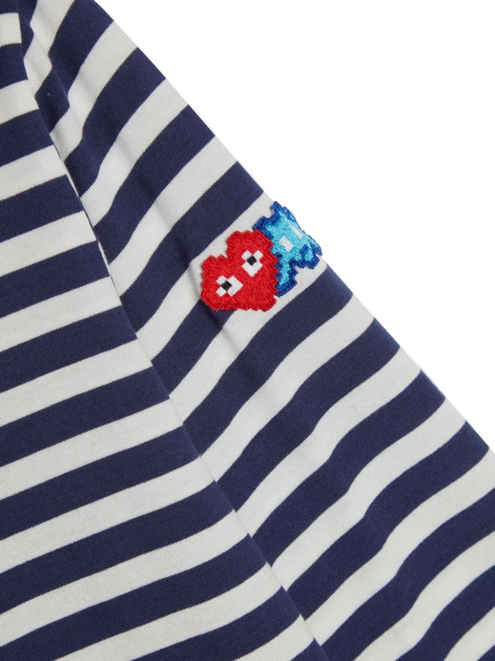 Shop Comme Des Garçons Play X Invader Heart-appliqué Striped T-shirt In Blue