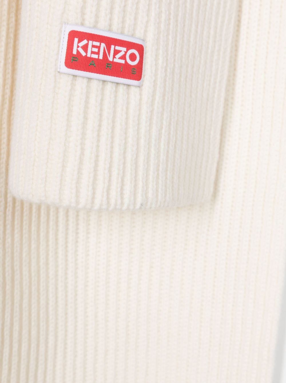 Shop Kenzo Logo-tag Ribbed Scarf In Neutrals