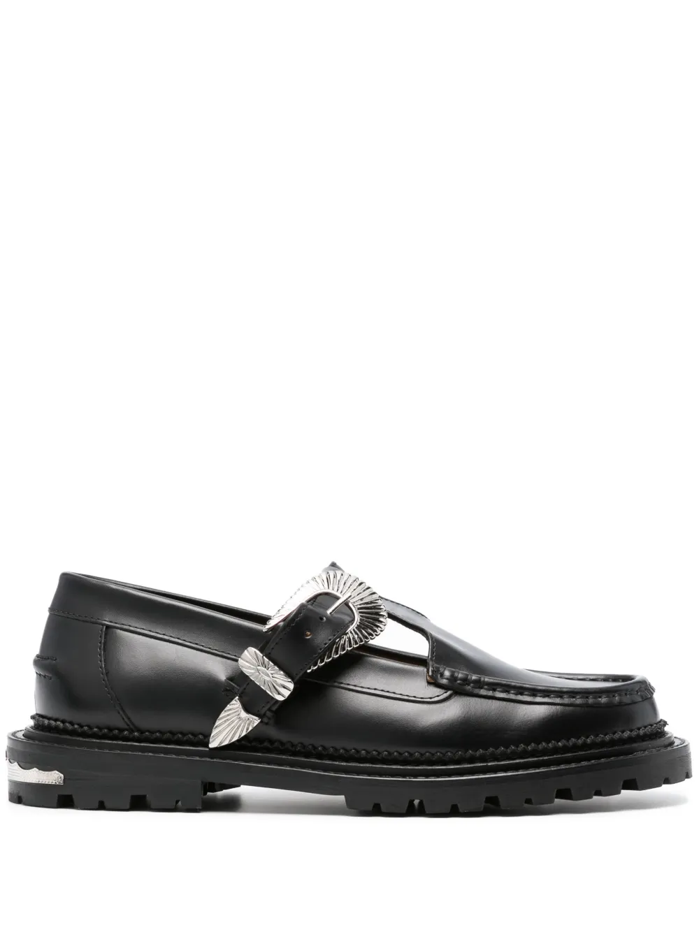 Toga Virilis buckle-fastening leather loafers Black