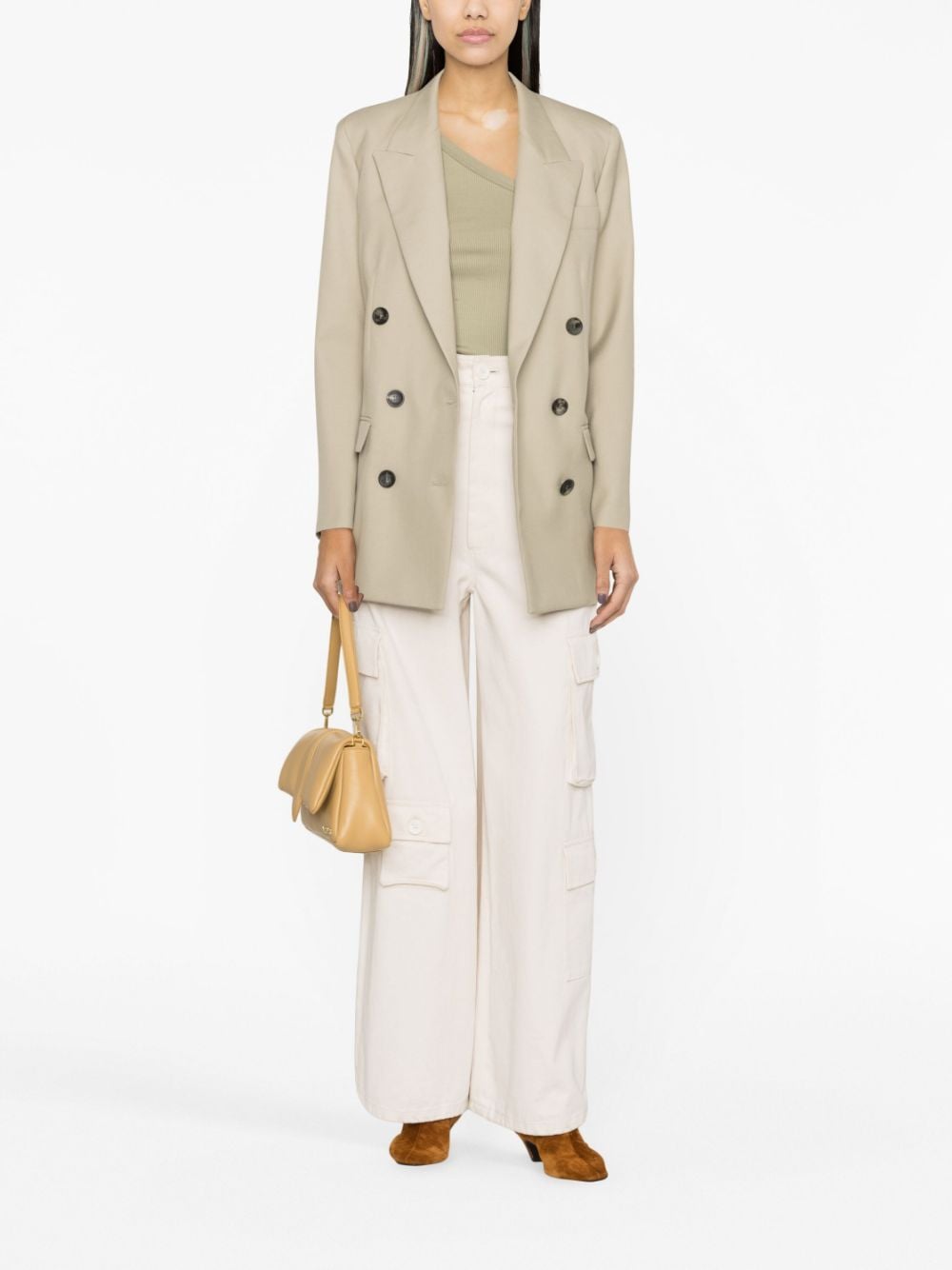 Shop Isabel Marant Double-breasted Virgin-wool Blazer In Neutrals