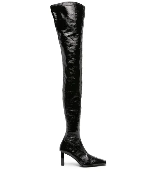 Courrèges 85mm high-shine thigh-length boots