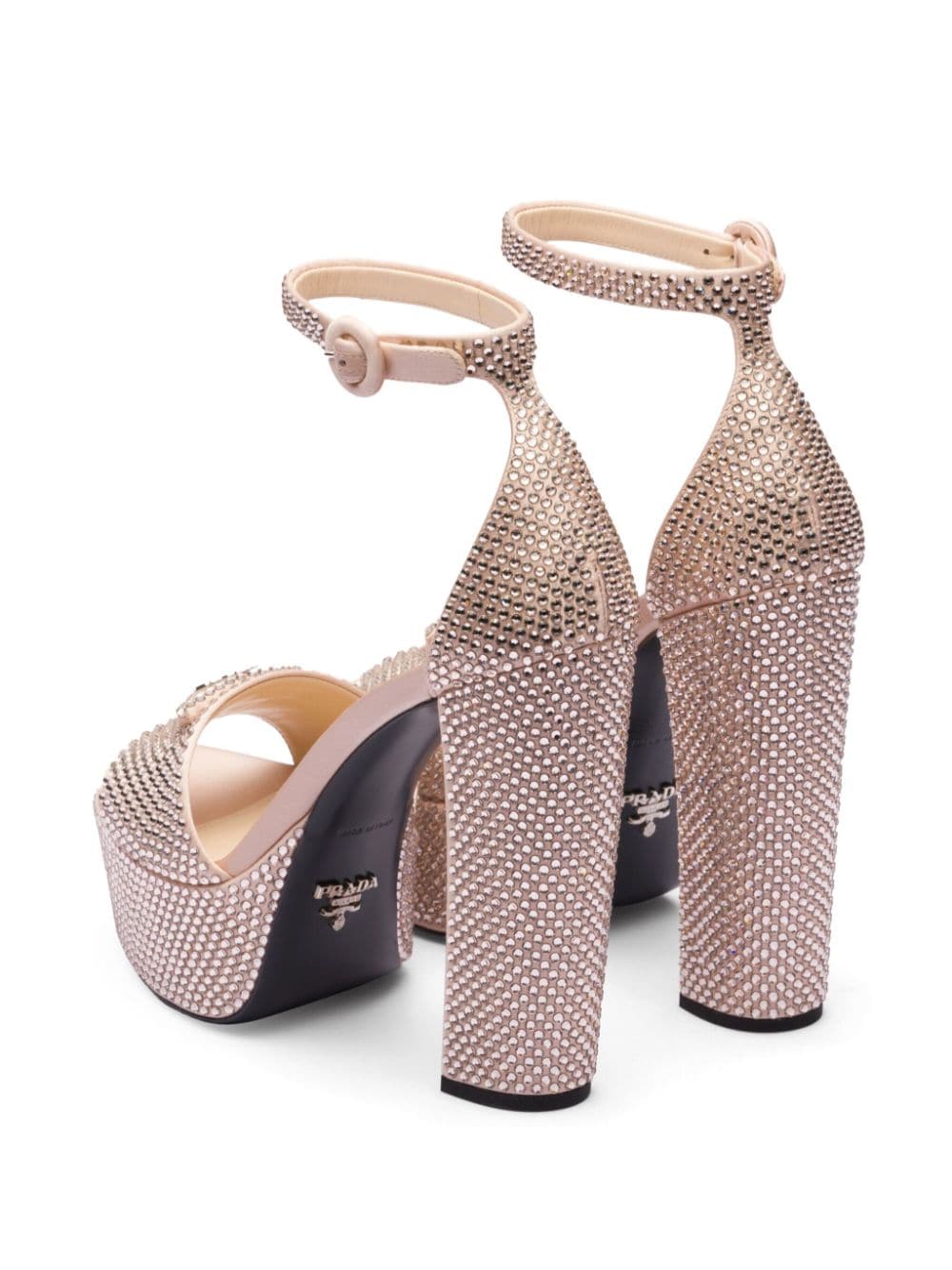Shop Prada 135mm Crystal-studded Platform Sandals In Pink