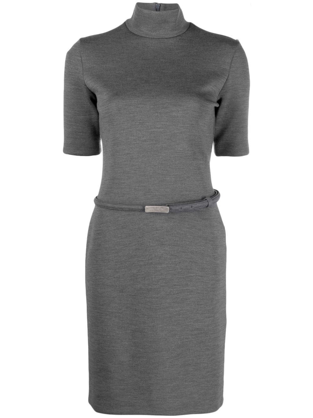 Sportmax High-neck Virgin Wool Dress In Grey