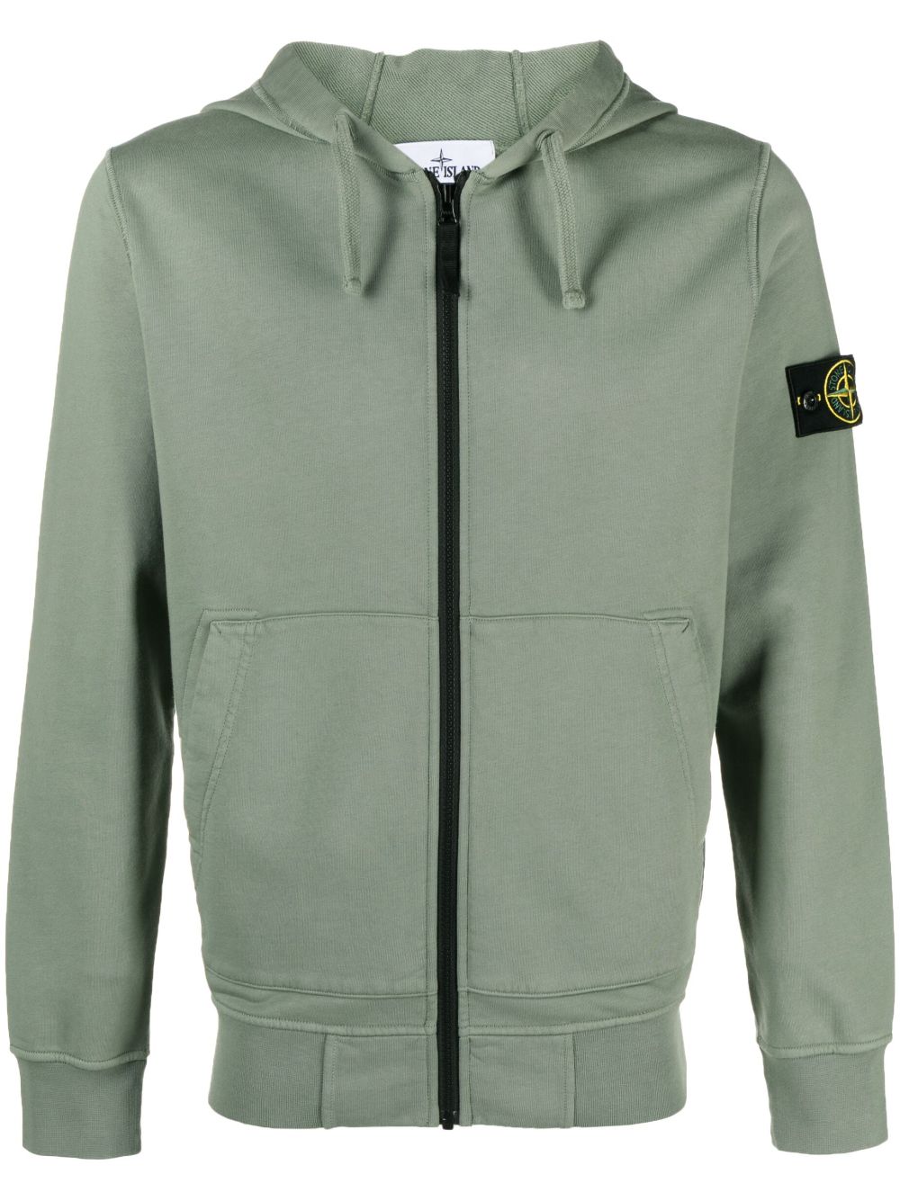 Stone Island Compass-motif drawstring cotton hoodie - Green