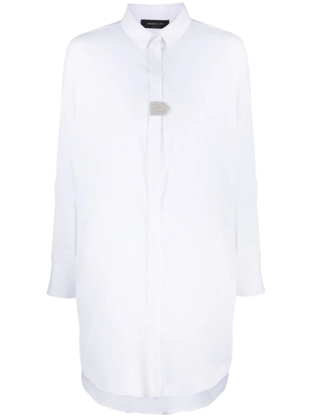 Fabiana Filippi bead-embellished long-sleeve shirt - White