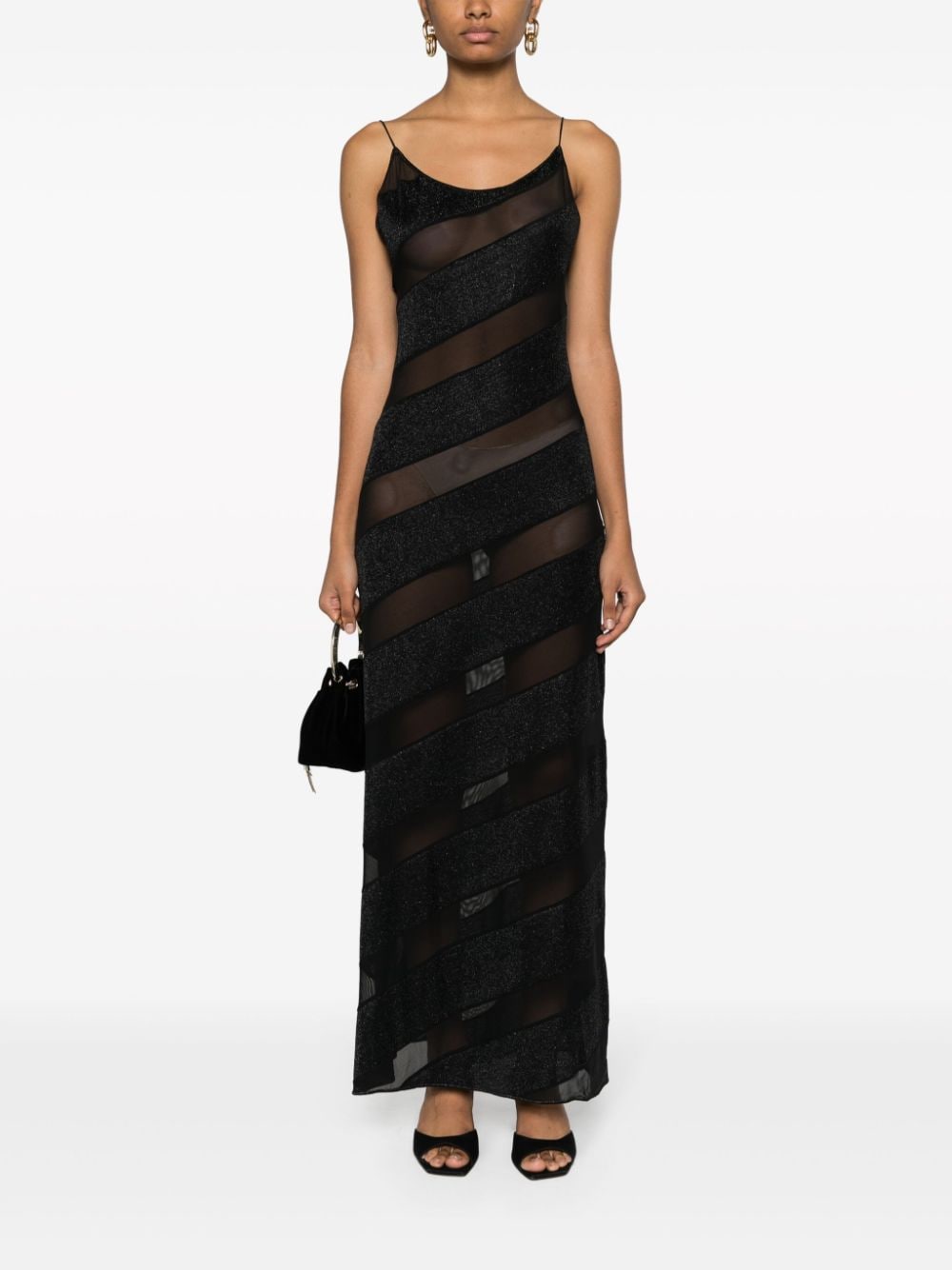 Shop Oseree Twist Sheer Maxi Dress In Black