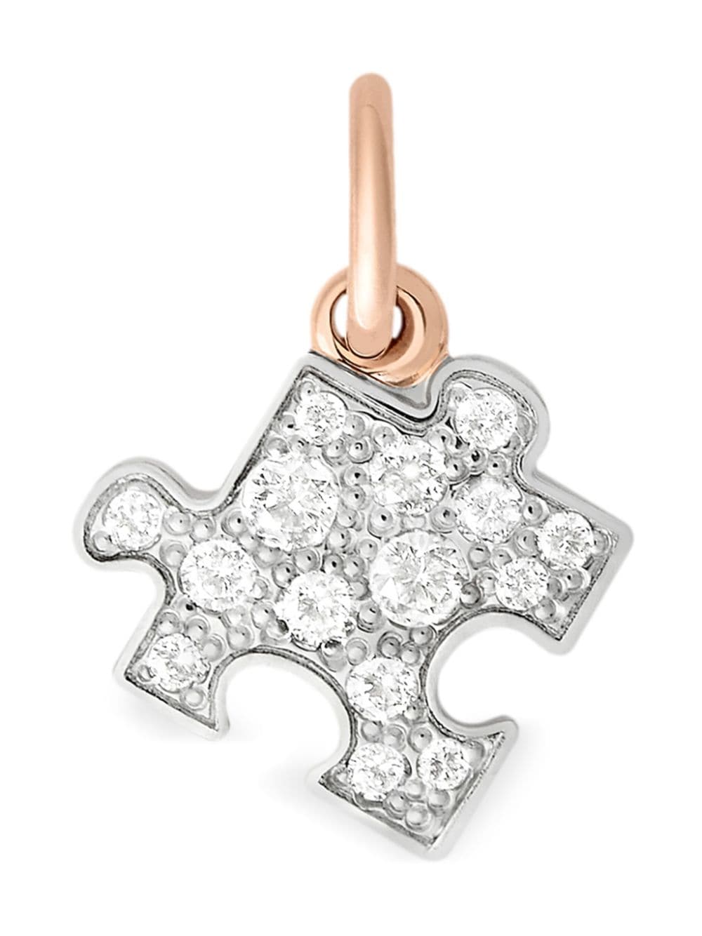 Shop Dodo 9kt Rose Gold Precious Puzzle Diamond Charm In Silver