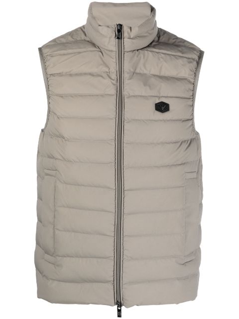 Emporio Armani logo-patch zip-up gilet Men