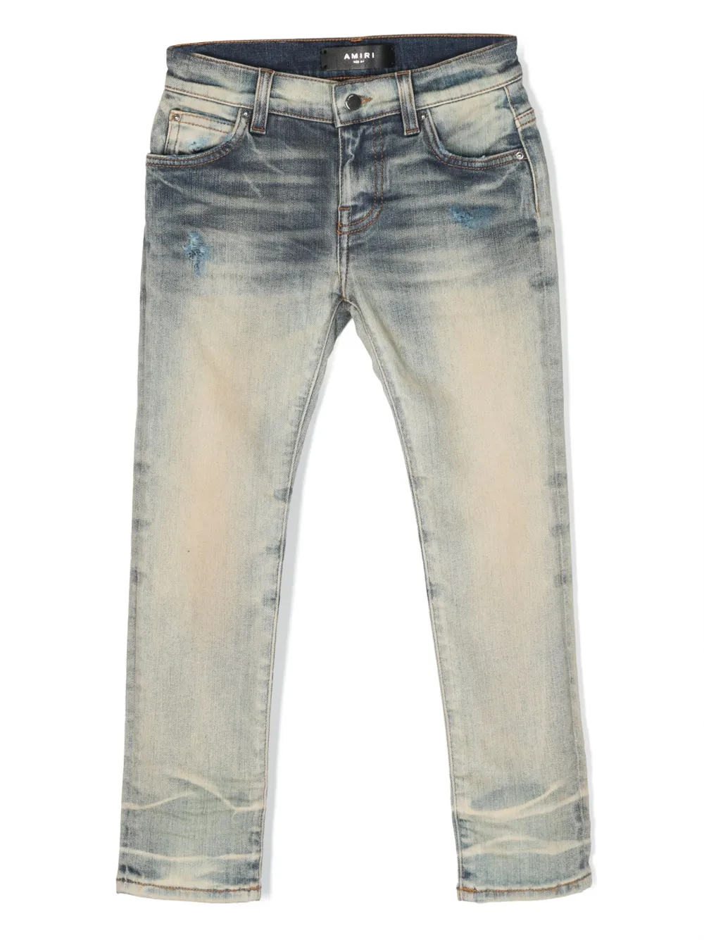 Amiri Kids' Logo-patch Straight-leg Jeans In Blue