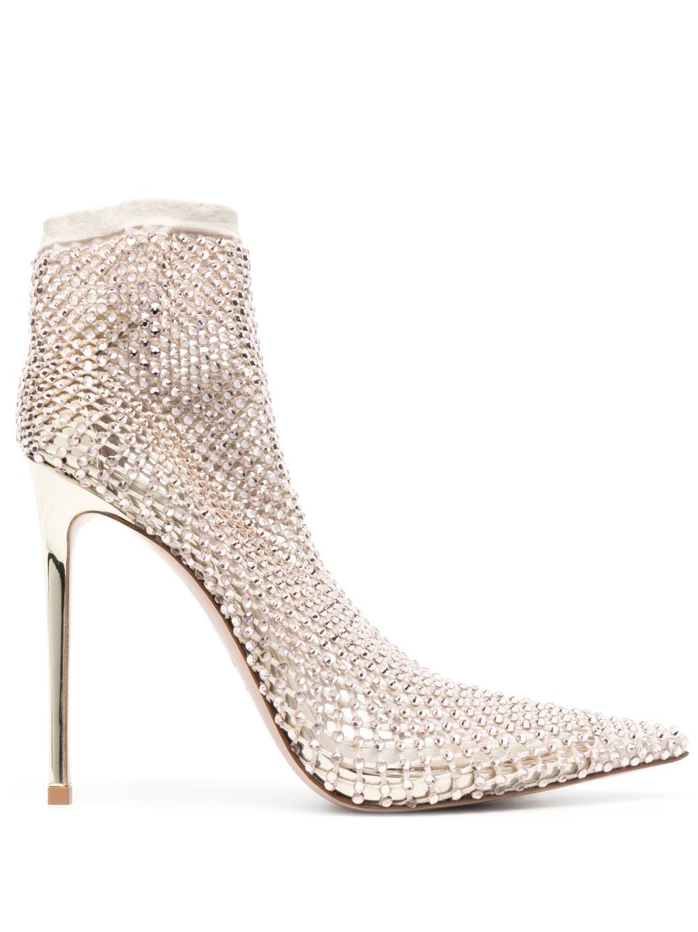 Shop Le Silla Gilda 120mm Crystal-embellished Boots In Neutrals