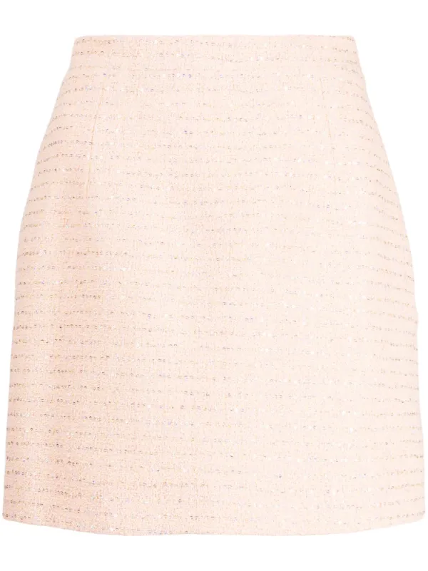Alessandra Rich Sequin-embellished Tweed Miniskirt in Pink