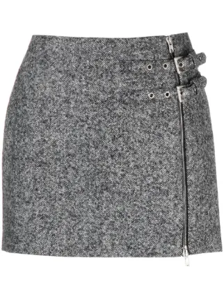 Alessandra Rich Alessandra Buckled Miniskirt Grey FARFETCH PH