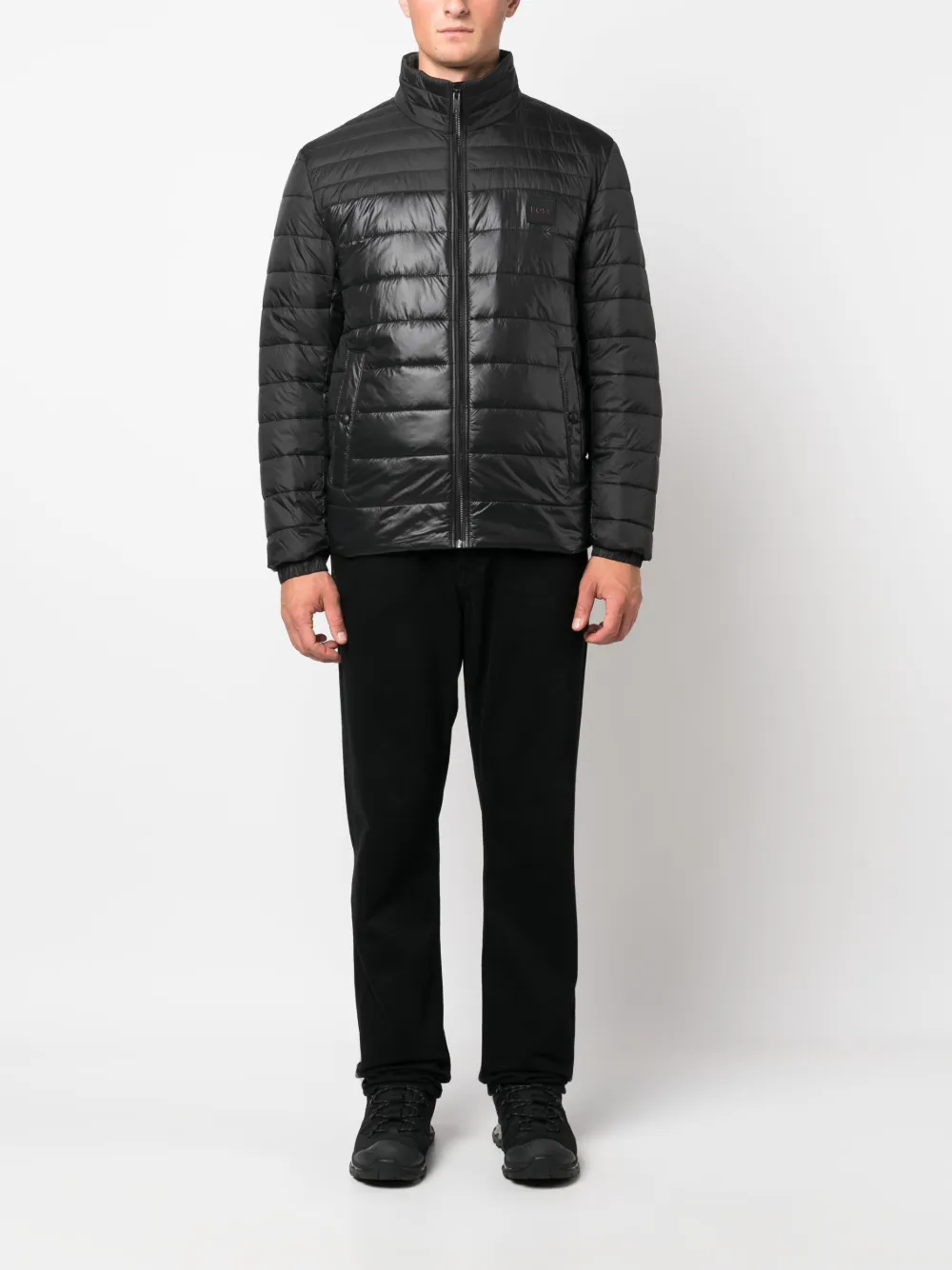 BOSS logo-patch padded jacket - Zwart