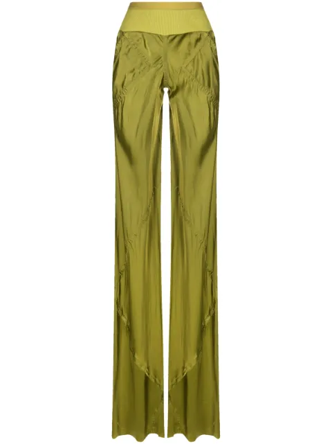 Rick Owens pantalones acampanados con acabado satinado y paneles