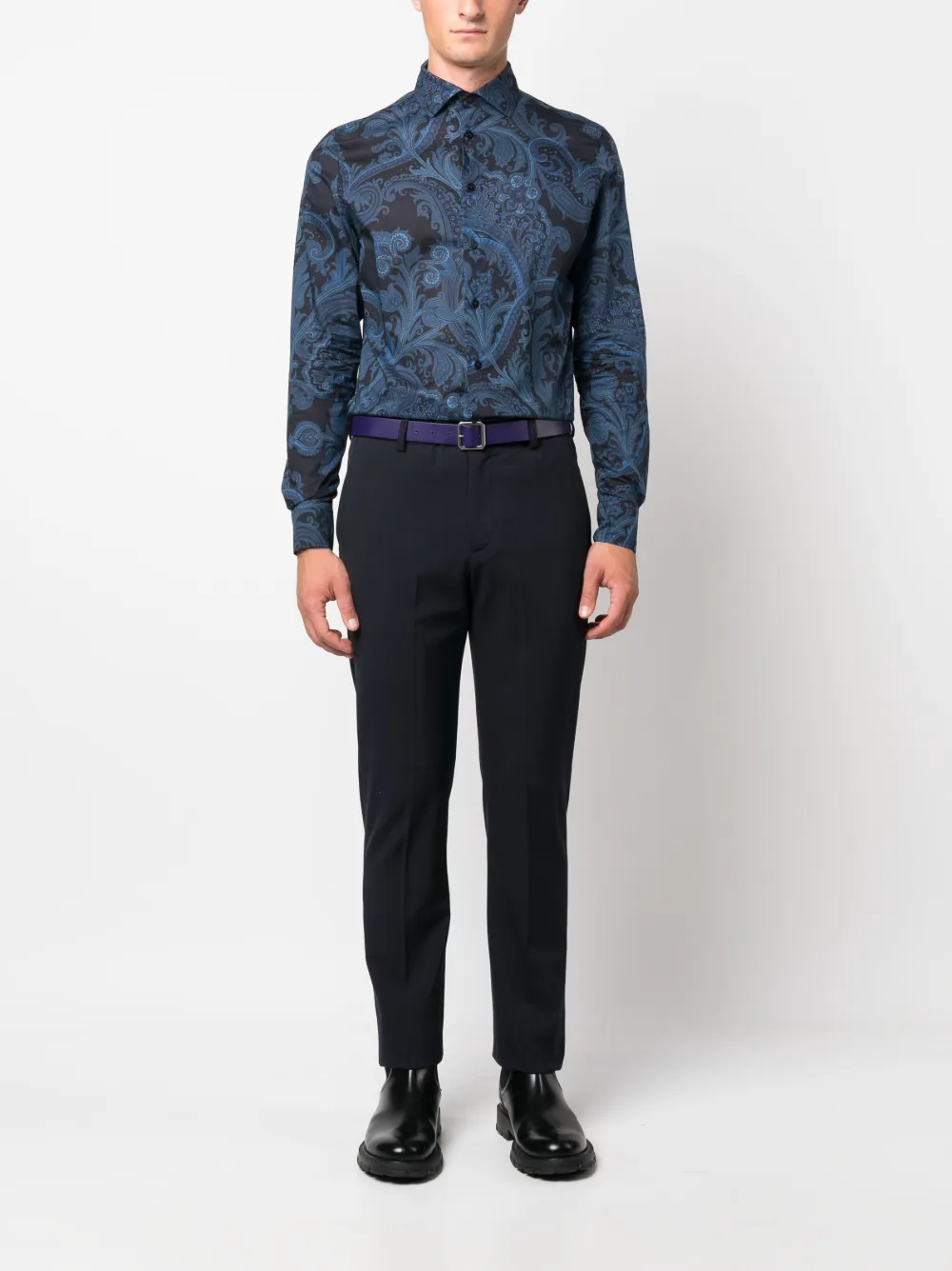 ETRO paisley-print cotton shirt - Blauw
